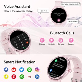 Smart Watch for Women, 1.19'' AMOLED Display Smart Watches with Heart Rate/Blood Oxygen/Sleep Monitor, IP68 Waterproof Step Counter Watch with 100+ Sports, Fitness Tracker for Android iOS, Pink