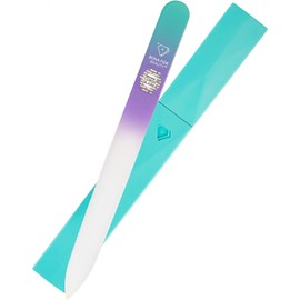 Bona Fide Beauty Czech Glass Nail File with Case, Pastel Green Violet Crystal File for Natural Nails. Nail Care Tool Gifts for Women