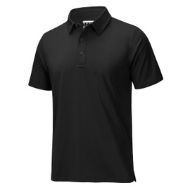 MAGCOMSEN Mens Polo Shirts Short Sleeve Collared Performance Dry Fit Golf Polos Summer Cooling Athletic Work Tennis T-Shirts Black S