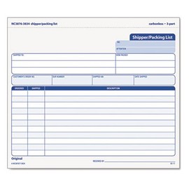 Snap-Off Shipper/Packing List, 8 1/2 x 7, Three-Part Carbonless, 50 Forms