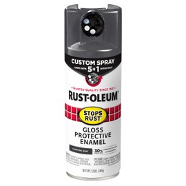 Rust-Oleum 376888 Stops Rust Custom Spray 5-in-1 Spray Paint, 12 oz, Gloss Charcoal Gray, (Pack of 1)