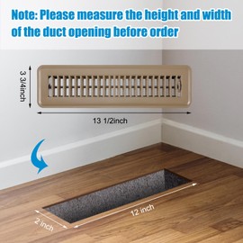 Yaocom 12 Pcs Floor Register Bulk, Heavy Duty Steel Floor Vent Covers Walkable Design with Damper, Floor Register Vent Grille with Easy Adjust Air Supply Lever (Brown,2" x 12")