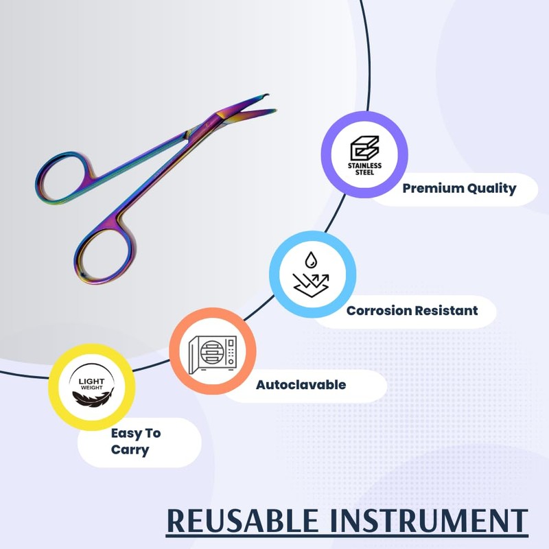 Suture Stitch Scissors with Angled Blades to Reach Tight Spaces