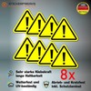 Pack of 8 Warning Stickers 6 x 5 cm Warning