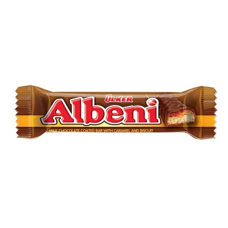 Ulker Albeni Chocolate Bar Caramel Biscuit Halal 24 x 40