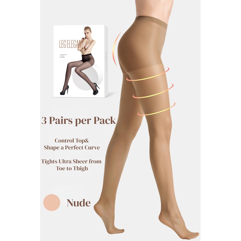 leg elegant 3 Pairs Sheer Tights Women's 20D Ultra Sheer