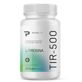 Primetech tirosina TIR-500, 120 cpsulas de 500 mg de l-tirosina un aminocido que aporta dopamina y noradrenalina sin sabor                            