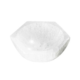 NKlaus Selenite Hexagonal Bowl 10 x 8.5 x 3 cm - Hexagonal Crystal Bowl Made of Selenite for Meditation, Energy Work and Decoration, Ideal for Storing Gemstones or Jewellery 16294
