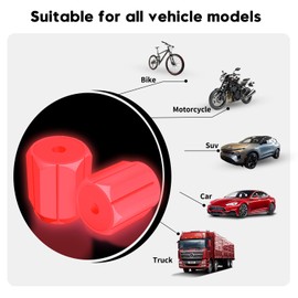 Glowing Tire Valve Caps, 5 Pack Universal Fit Valve Stem Caps - Easy Install, Leak-Proof Tire Air Caps for Cars, Trucks, SUVs, Motorcycles, Bikes (red)
