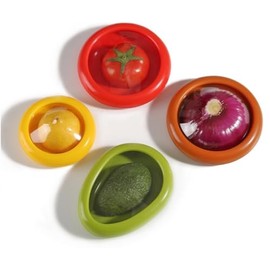 EDUFUNBO Set of 4 Reusable Storage Containers for Fridge, Avocado Saver and Tomato Holder, Ideal for Garlic, Onions, Lemons, and Potatoes