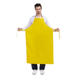 Nanxson Waterproof Apron Adjustable Durable Heavy Duty Work Apron Diswashing,Butcher,Industry CF3114 (yellow, One Size)