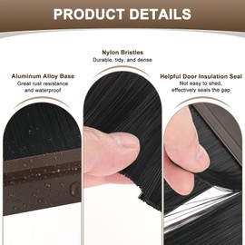 M METERXITY 2-Pack Door Brush Bottom Sweep, 39" L x 1.4" W H-Shape Aluminum Alloy Base with 0.4" Nylon Brush for Industrial/Home/Garage Door Seal, Strong Adhesive Weather Stripping Kit[Brown]