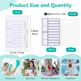 2Pcs Chore Chart for Kids to Do List Checklist Board Detachable Message Slider Schedule Planning Boards with 30Pcs Blank Checklist 4Pcs Cardstock for Habit Tracker or Daily and Weekly Planner