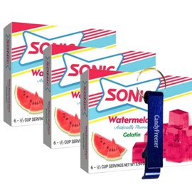 Sønic Watermelon Gelatin Dessert Mix (3-Pack, 3.94 oz Boxes) with Candy Freezer Bottle Opener Keychain (Watermelon Flavor) – Keychain