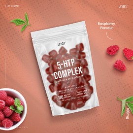5-HTP Gummies - Bedtime Gummies with Chamomile & Lemon Balm Extracts, Raspberry Flavour - 60 Gummies. 1 Pack