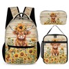Homieblanket Highland Cow Backpack with Lunch Bag & Pencil Case,
