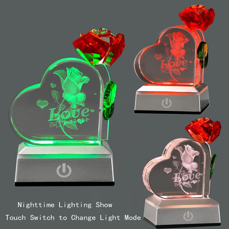 XuanMingyuan Crystal Heart Shaped Crystal Rose Valentine's Day Home Decoration