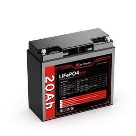 DR.PREPARE 12V 20Ah LiFePO4 Lithium Battery with Grade A+ Cells, 4000+ Deep Cycle Lithium Iron Phosphate Rechargeable Battery with 20A BMS for Fish Finder, Solar, Lighting, Alarm System