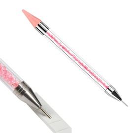 WeddHuis 1 Piece Dual Ended Gemstones Dotting Pen, Nail Art Tools, DIY Nail Design, Rhinestone Picker, Decoration Tool, Dot Work (Pink)