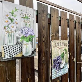 Brightrust Gardening Sundries Planter Plate Tin Sign Panel Antique Interior Wall Hanging (Flowers and Cats)