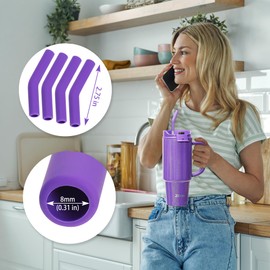 Zibtes-4PCS Silicone Straw Tips- Food Grade Rubber Metal Straws Tips Covers Only Fit for 1/3 Inch Wide(8MM Outdiameter) Stainless Steel Straw-Navy