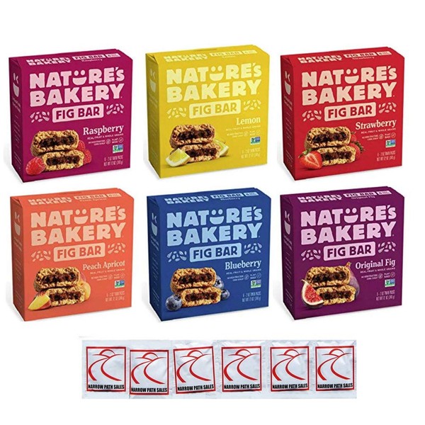 Fig Bar Variety Pack, Bundle of 6 Boxes, Nature's Bakery Stone Ground Whole Wheat Figs, 36 Individually Wrapped Bars.
