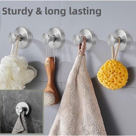 ANNA TOSANI 2PCS Ganchos Ventosa de Succión Colgador Toalla Baño Cocina Pared sin Taladro Gancho de Pared para Colgar Llaves Abrigos Ropa Bolsos Ducha Acabado Cepillado capacidad de carga 5kg (Silver)