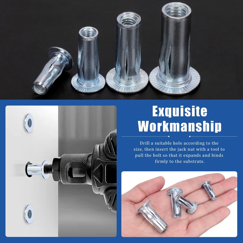 Glarks 20pcs M5 Multi-Grip Rivet Nuts Set White Zinc Plated