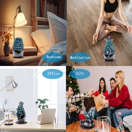 Ceramic Backflow Incense Holder, Waterfall Incense Burner, with 20 Backflow Incense Cones+30 Incense Stick, Aromatherapy Ornament Home Decor, Desk Decor (B)