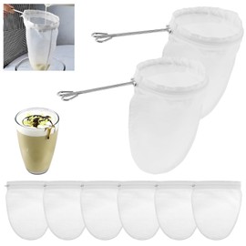 Filter Bags with Stainless Steel Handle Ultra Fine Mesh Strainer Bag with Zipper Reusable Nut Milk Bag Cheese Cloth Bags Portable Mesh Strainer Bag for Nut Milk Coffee Butter Juices Fresh Cheese