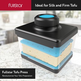 Fullstar 2-in-1 Tofu Press & Cutter, Dishwasher Safe, BPA-Free, Press Box for Extra Firm & Silken Tofu (Blue)