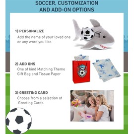 DolliBu Gray Shark Stuffed Animal with Soccer Ball Plush - Soft Huggable Shark, Adorable Playtime Shark Plush Toy, Cute Ocean Life Gift for Kids and Adults - 12 Inches