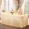 PARTISKY Champagne Table Skirts for Rectangle Tables 8ft Spandex Table