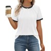 ZESICA Women's Casual Short Sleeve Trendy Shirts 2025 Summer Dressy