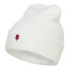 e4Hats.com Mini Rose Embroidered Long Beanie - White OSFM