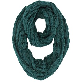 Green Winter Bubble Knit Infinity Circle Scarf
