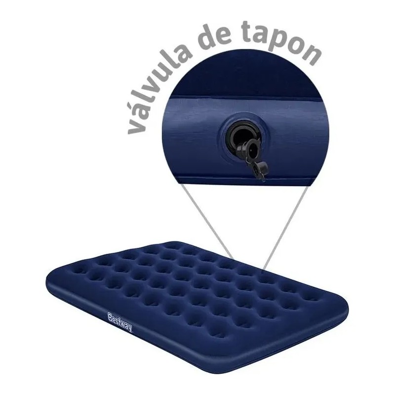 Colchón Inflable Queen Azul Cama De Aire Camping