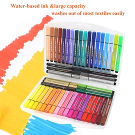 KXF Washable Felt Tip Colouring Pens Set for Children Non-toxic Thick Fibre Tip Pen Chunky Pens with Case Box for Colouring Book Drawing Gift - 36 Assorted Colours - Ages 3 Years Plus