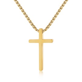 GAVU Edelstahl Herren Jesus Kreuz Kette Gold Herren Halskette Kreuz Anhänger Gold kleines Kreuz 55cm