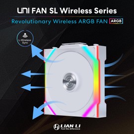 Lian Li UNI Fan SL Wireless (Reverse Blade) 120mm ARGB Fan - Triple Pack - 2.4 GHz Wireless Signal for RGB & Fan Control - Daisy-Chain Design - Controller Included and Required - White (12RSL1W3W)
