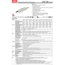 LPF-40-36 | Mean Well LPF Series 40W 36V CC/CV AC LED Driver