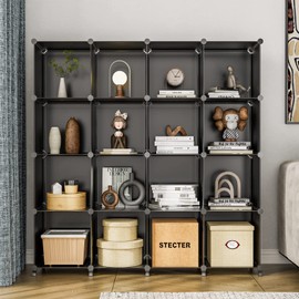 GIMTRR Closet Organizers and Storage, 16-Cube Closet Organizer, Cubes Storage Organizers, Closet Storage Cabinet Shelf, Bookcase Bookshelf for Bedroom, Office, Black