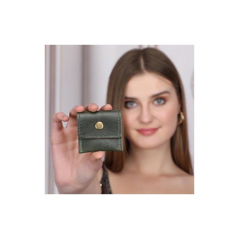 TheAntiq Estuche para Anillos de Cuero de Grano Completo, Porta