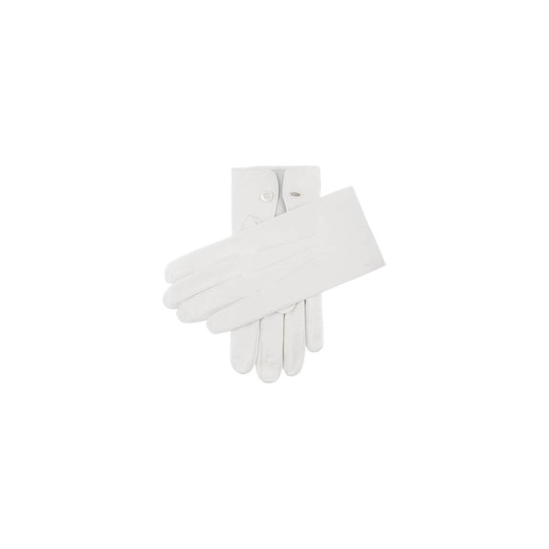 Dents Mens Buckingham Ceremonial Leather Gloves - White - Medium