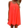 iToolai Women Summer Casual Sundresses Chiffon Beach Shift Dress(Bright Coral,M)