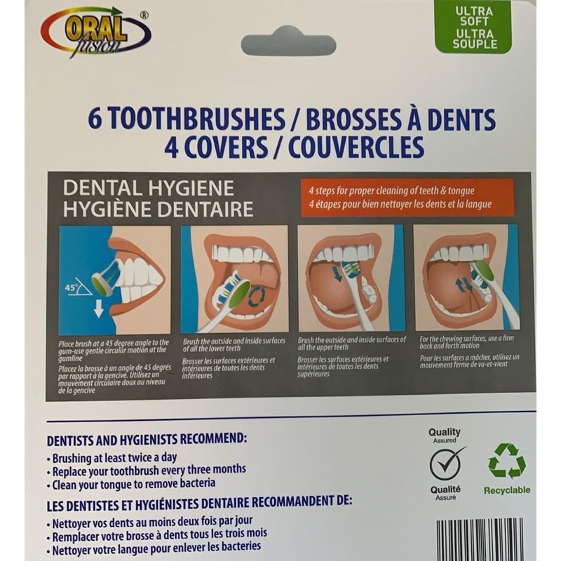 Ultra Soft Toothbrushes Value Pack, 6 Brushes, 4 Covers
