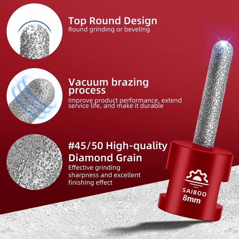 Diamond Finger Mill Bit Diameter 8 mm x M14 Thread
