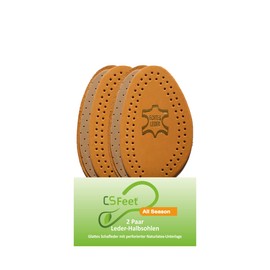 Made in Germany 2 Pairs All Season Leather Half Soles for Shoes Size 41/42 - Smooth Sheepskin with Perforated Natural Latex Underlay, Sheepskin half sole