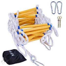 Rope Ladder,16.4FT Fire Escape,Flame Retardant, Fast to Deploy Sturdy and Strong Portable and Reusable 2 Story with Hooks, Weight Capacity up to 2000 Pounds