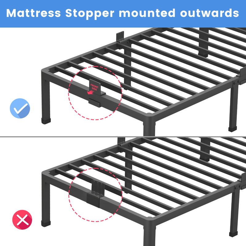 MAF 14 Inch Full Size Metal Platform Bed Frame with